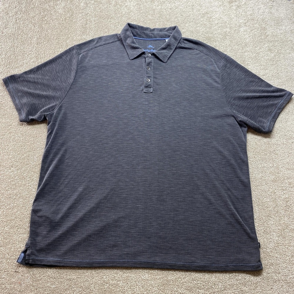 Tommy Bahama Polo Shirt Mens 2XL Gray Island Zone Performance‎ Golf Modal Blend